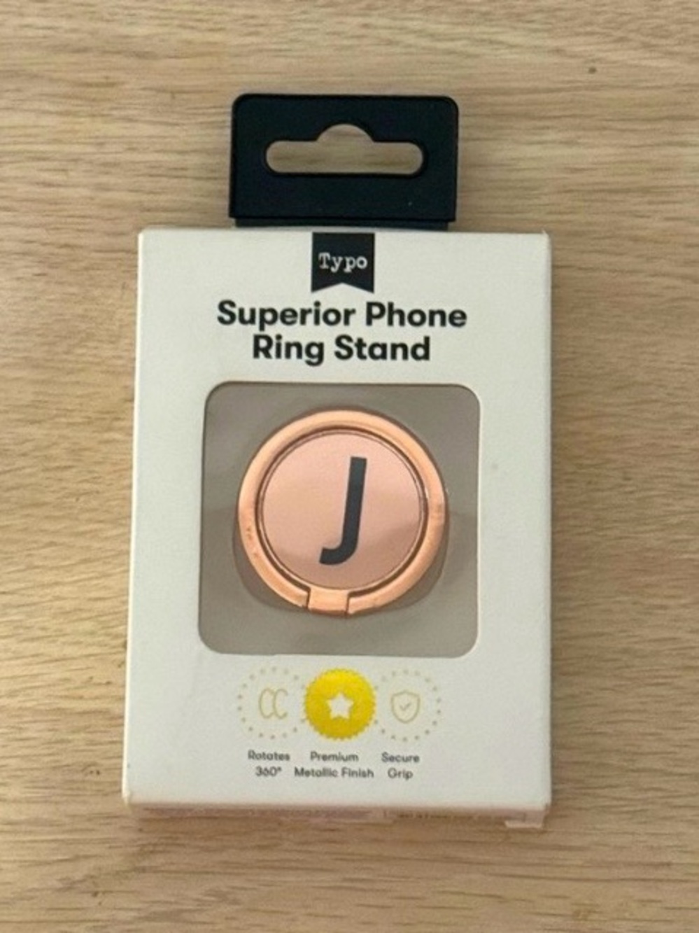 NWT Superior Phone Ring Stand - Rose Gold with 'J'